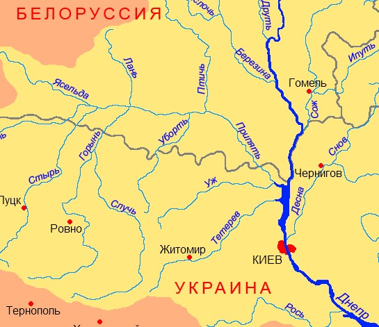 Днепр в районе Киева
